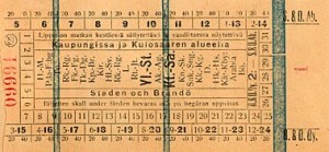 Matkalippu vuodelta 1929.