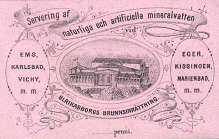 Ullanlinnan Kaivohuoneen juomalipuke 1840-luvulta.